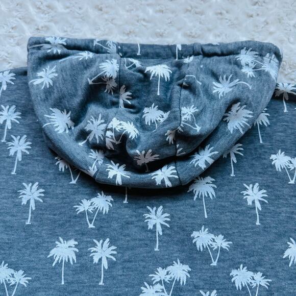 CHASER Womens Gray Palm Trees Cropped Yoga Hoodie Sweatshirt Medium - Picture 13 of 13